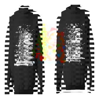 Cute Guinea Pig Christmas Light Guinea Pig Lover Xmas Sweatshirt | Mazezy