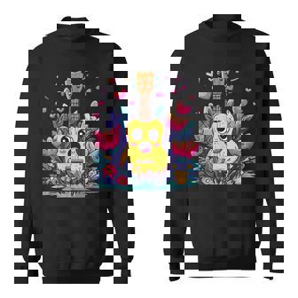 Cute Guitar In Floral Music Heart Scene Sweatshirt Unisex | Mazezy
