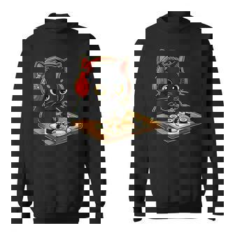 Cute Kawaii Cat Sushi Retro Japanese Cat Gaming Sweatshirt Unisex | Mazezy