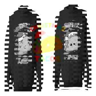 Cute Kawaii Christmas Taco With Santa Hat Tacos Sweatshirt Unisex | Mazezy