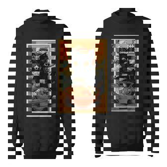 Cute Kawaii Gamer Cat Ramen Retro Japanese Cat Gaming Sweatshirt Unisex | Mazezy