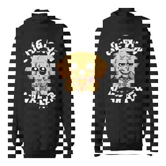 Cute Labrador Dogs Puppy Pizza Slice Now Nap Later Sweatshirt Unisex | Mazezy