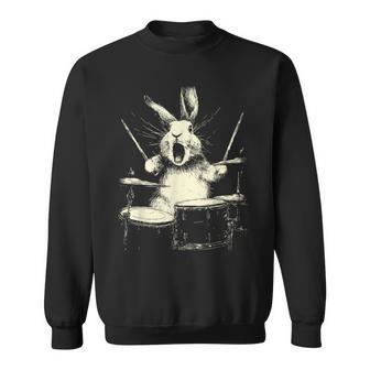 Cute Rabbit Playing Drums Music Animal Drummer Graphic Sweatshirt - Seseable