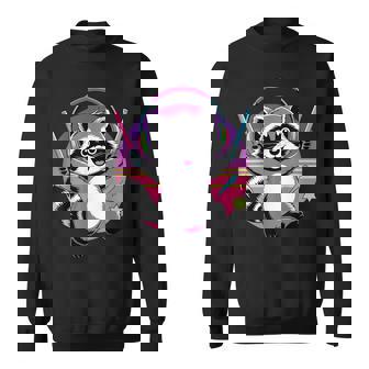 Cute Raccoon Rave Party Glowstick Sweatshirt Unisex | Mazezy