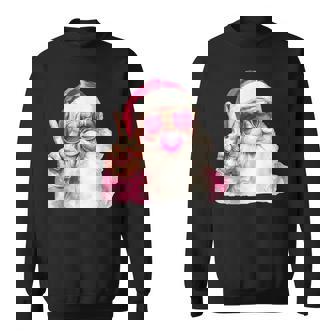 Cute Santa Christmas Blowing Bubble Gum With Pink Sunglasses Sweatshirt | Mazezy