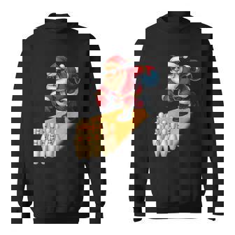 Cute Santa Playing Bowling Ball And Pins Bowler Christmas Sweatshirt - Monsterry