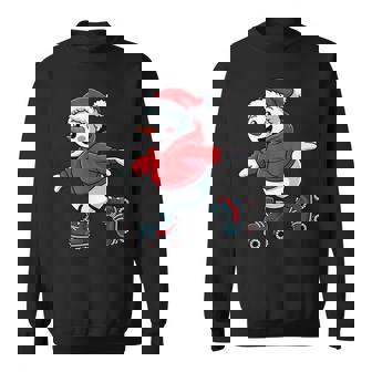 Cute Santa Snowman Christmas Roller Skating Family Matching Sweatshirt Unisex | Mazezy
