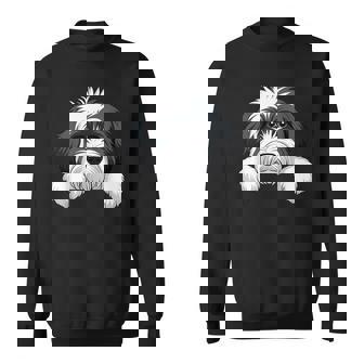 Cute Sheepadoodle Peeking Puppy Doodle Dog Lover Sweatshirt - Monsterry