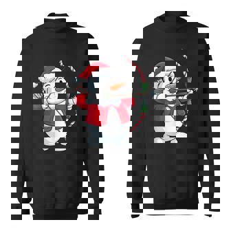 Cute Snowman Wearing Santa Hat Christmas Archery Bow Hunting Sweatshirt Unisex | Mazezy