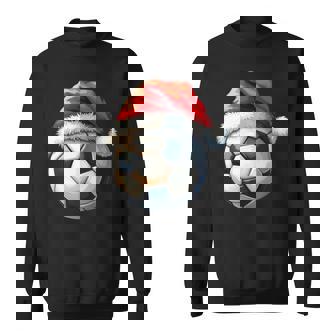 Cute Soccer Ball Christmas Santa Hat Holiday Sweatshirt | Mazezy