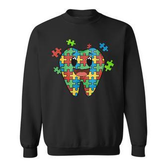 Cute Tooth Puzzle Dental Assistant Dentist Autism Awareness Sweatshirt - Thegiftio UK