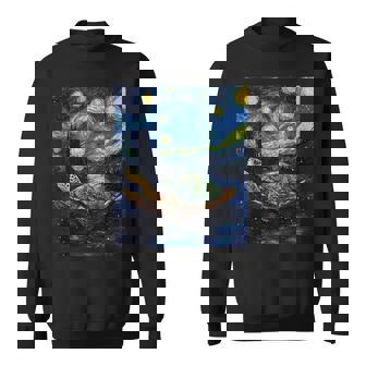 Cute Tortoise Turtle Van Gogh Style Starry Night Graphic Sweatshirt | Mazezy