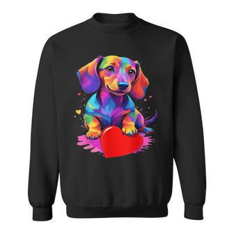 Dackel- – Bunte Dackel-Herz-Grafik Sweatshirt - Geschenkecke