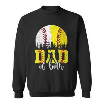 Dad Of Both Baseball Softball Vintage Fathers Day Daddy Sweatshirt - Thegiftio UK