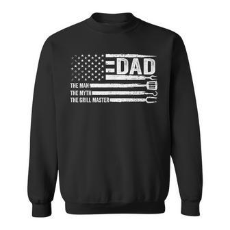 Dad The Man The Myth The Grill Master Usa Flag Father's Day Sweatshirt - Thegiftio UK