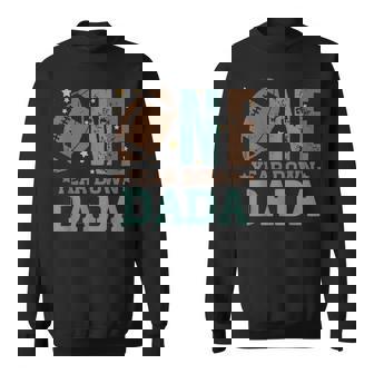 Dada Of The 1 Year Old Football 1St Year Down Birthday Party Sweatshirt - Thegiftio