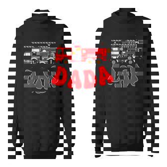 Dada Birthday Boy Fire Truck Firefighter First Birthday Dad Sweatshirt | Seseable UK