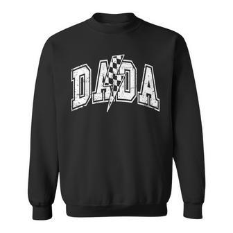 Dada Lightning Bolt Checkered Varsity Dad Father's Day Sweatshirt - Thegiftio UK