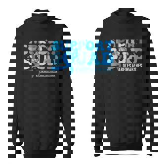 Diabetes Awareness Support Squad T1D Blue Butterfly Ribbon Sweatshirt Unisex | Mazezy