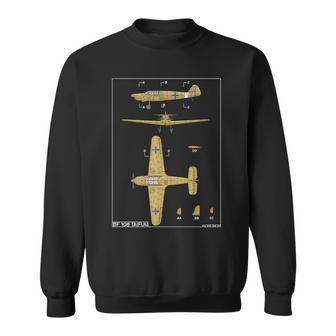 Diagrama Del Avión Alemán Messerschmitt Bf 108 Taifun Ww2 Manga Larga Camisa de entrenamiento - Regaloses