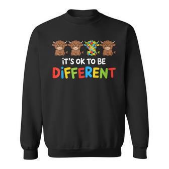 Different Autism Awareness Cow Puzzle Autistic Support Sweatshirt - Monsterry