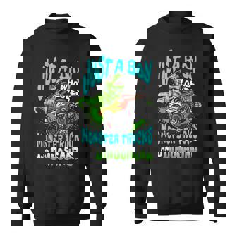 Dino Lover Just A Boy Who Loves Monster Trucks And Dinosaurs Sweatshirt | Seseable FR