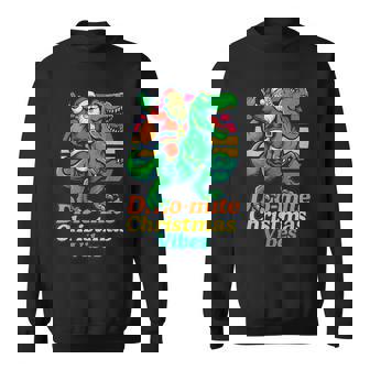 Dinomite Christmas Vibes Santa Riding T-Rex Dinosaur Holi Sweatshirt - Thegiftio