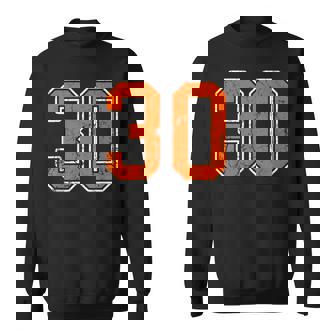 Distressed Orange Number 30 Jersey Player Uniform 30 Sweatshirt Unisex | Mazezy