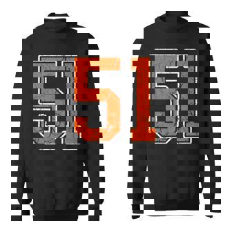 Distressed Orange Number 51 Jersey Player Uniform 51 Sweatshirt Unisex | Mazezy