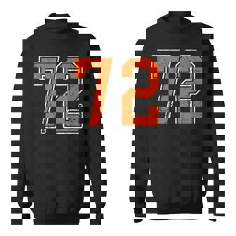 Distressed Orange Number 72 Jersey Player Uniform 72 Sweatshirt Unisex | Mazezy