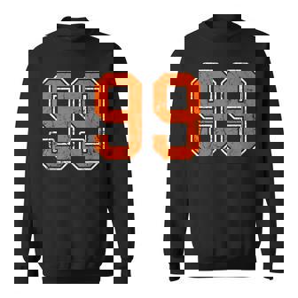 Distressed Orange Number 99 Jersey Player Uniform 99 Sweatshirt Unisex | Mazezy