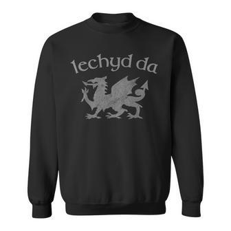 Distressed Vintage Welsh Dragon Iechyd Da Cheers Wales Sweatshirt - Thegiftio UK