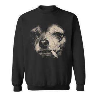 Dog Smoking Cigarette Chihuahua Meme Sweatshirt - Thegiftio UK