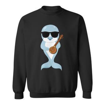 Dolphin Wearing Sunglasses Playing Sitar Sitarist Sweatshirt Unisex | Mazezy