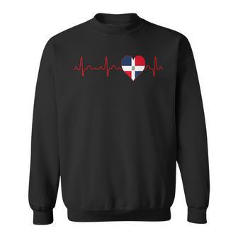 Dominican Republic Flag Heartbeat Ekg Patriotic National Sweatshirt - Monsterry