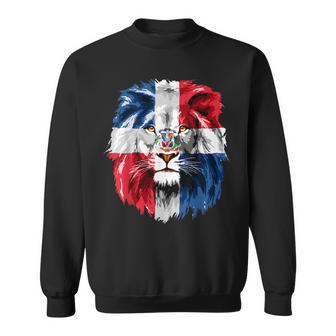 Dominican Republic Flag Lion Face Flag Of The Dominican Sweatshirt | Mazezy