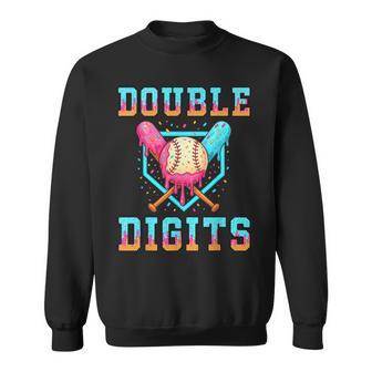 Double Digits Birthday Boy 10Th Baseball Drip Birthday Party Sweatshirt | Seseable UK