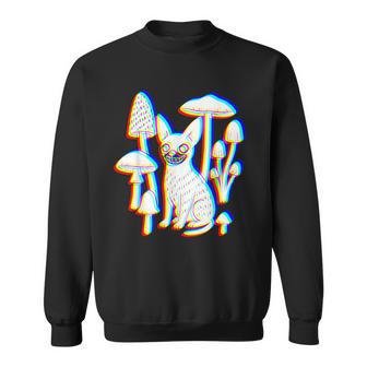 Drôle Trippyaporwave Psychédélique Chihuahua Champignons Edm Sweater e - Cadeauxyz