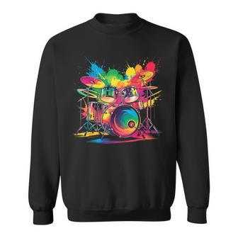Drummer Drums Colorful Drumset Music Sweatshirt - Thegiftio UK