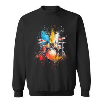 Drums Instrument On Colorful Painted Drums Sweatshirt - Thegiftio UK