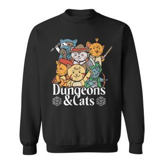 Dungeons & Cats Geschenkidee Herren & Damen Katzenliebhaber Kurzarm Chwarz Sweatshirt - Geschenkecke