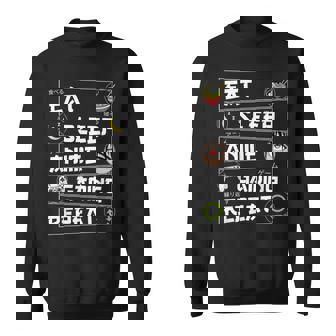 Eat Sleep Anime Gaming Repeat Kawaii Otaku Gamer Anime Manga Sweatshirt - Monsterry