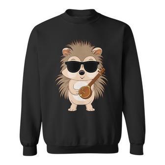 Echidna Wearing Sunglasses Playing Sitar Sitarist Tank Top Sweatshirt Unisex | Mazezy