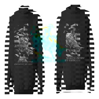 Eight Seconds Of Glory Teal Bull Rider Western Art Sweatshirt Unisex | Mazezy