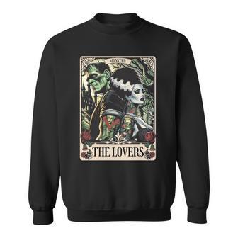 El Monstruo Frankenstein Y La Novia Los Amantes Tarot Card Manga Larga Camisa de entrenamiento - Regaloses