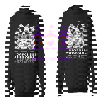 Epilepsy Awareness Gnome Support Squad Purple Ribbon Sweatshirt - Thegiftio