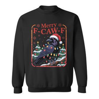F-Caw-F Christmas Crow Xmas Goth Lights Santa Hat Raven Sweatshirt - Thegiftio UK