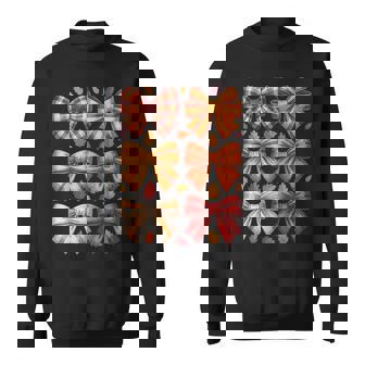 Fall Decorative Ribbon Bows Autumn Leaves Plaid Thanksgiving Sweatshirt Unisex | Mazezy