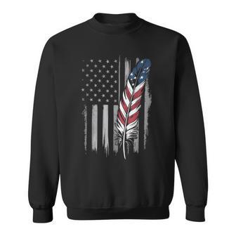 Feather Usa Flag Native American Tribal Tradition Sweatshirt - Monsterry