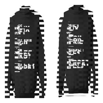 Fix Grill Rest Repeat Routine Fathers Day Dad Sweatshirt - Thegiftio